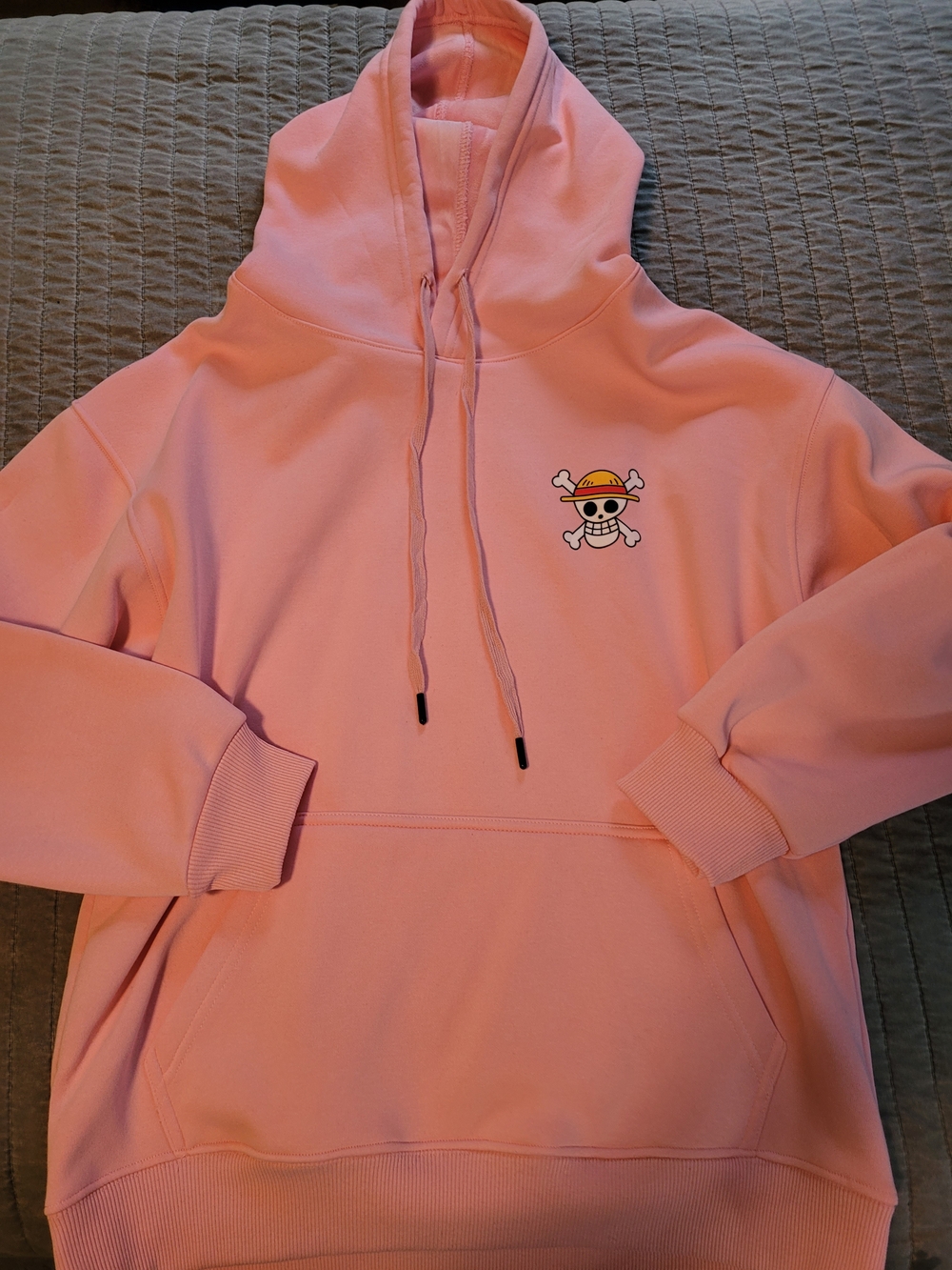 Pink One Piece Anime Straw Hat Graphic Hoodie